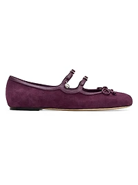 The Kiki Bow-Detailed Suede Ballerina Flats