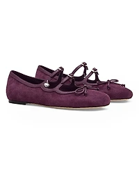 The Kiki Bow-Detailed Suede Ballerina Flats