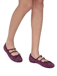The Kiki Bow-Detailed Suede Ballerina Flats