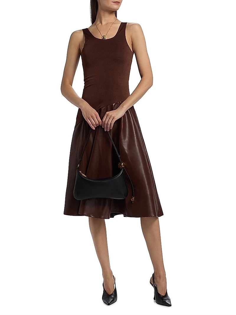 Martina Faux Leather Midi-Dress
