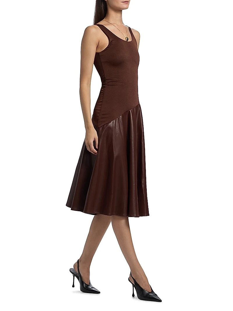 Martina Faux Leather Midi-Dress