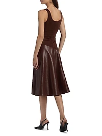 Martina Faux Leather Midi-Dress