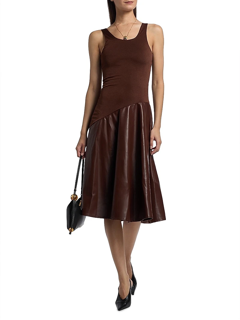 Martina Faux Leather Midi-Dress