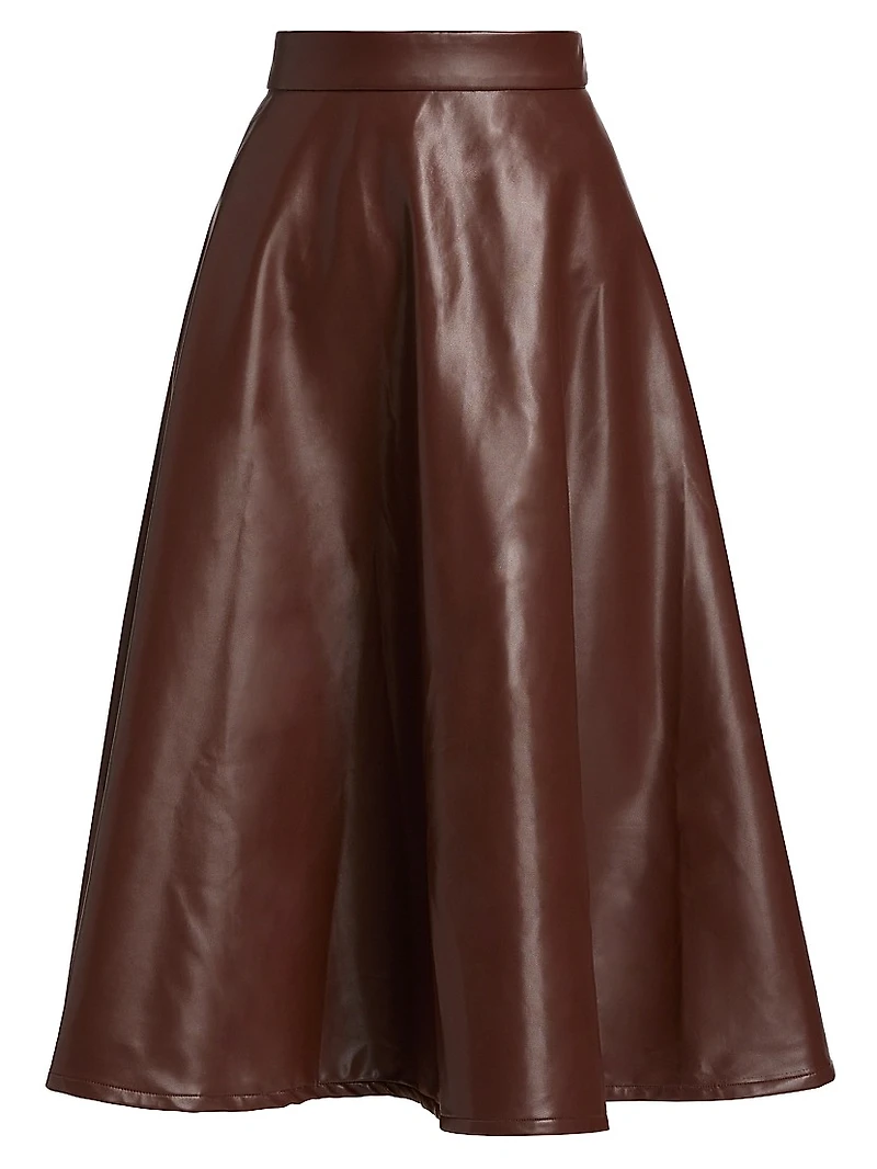 Katty Faux Leather Midi-Skirt