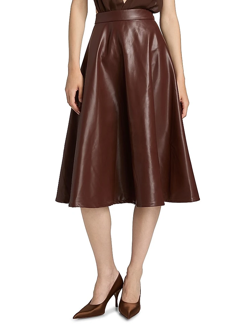 Katty Faux Leather Midi-Skirt