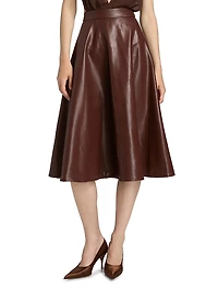 Katty Faux Leather Midi-Skirt