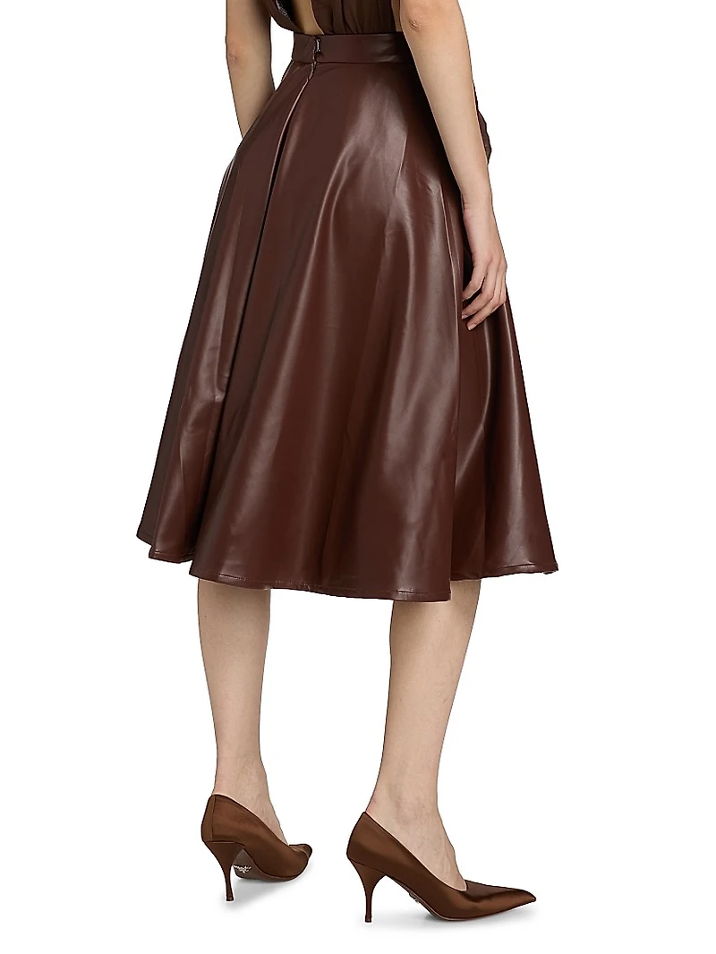 Katty Faux Leather Midi-Skirt