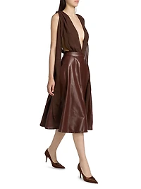 Katty Faux Leather Midi-Skirt