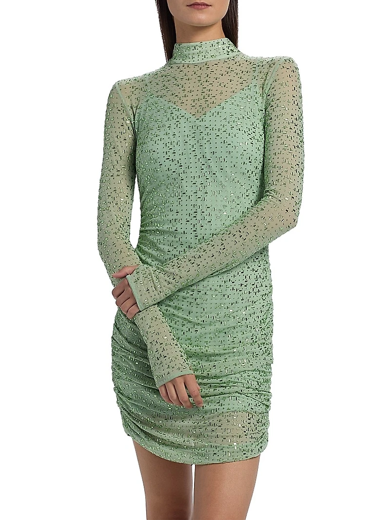 Claudia Ress Embellished Ruched Minidress