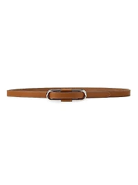 Oval Buckle Skinny Leather Belt