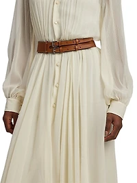 Double-Buckle Leather Belt