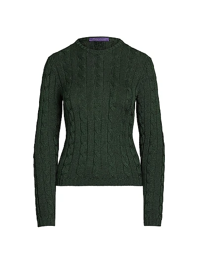 Cable-Knit Silk Crewneck Sweater