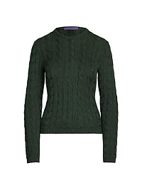 Cable-Knit Silk Crewneck Sweater