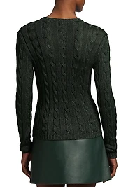 Cable-Knit Silk Crewneck Sweater