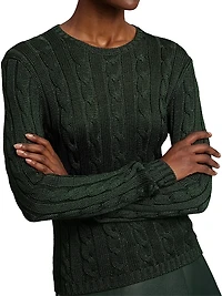 Cable-Knit Silk Crewneck Sweater