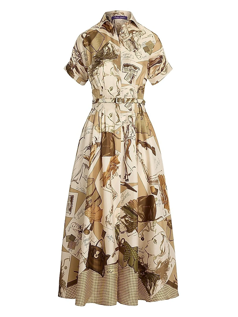 Donatella Diary-Print Silk Maxi Shirtdress