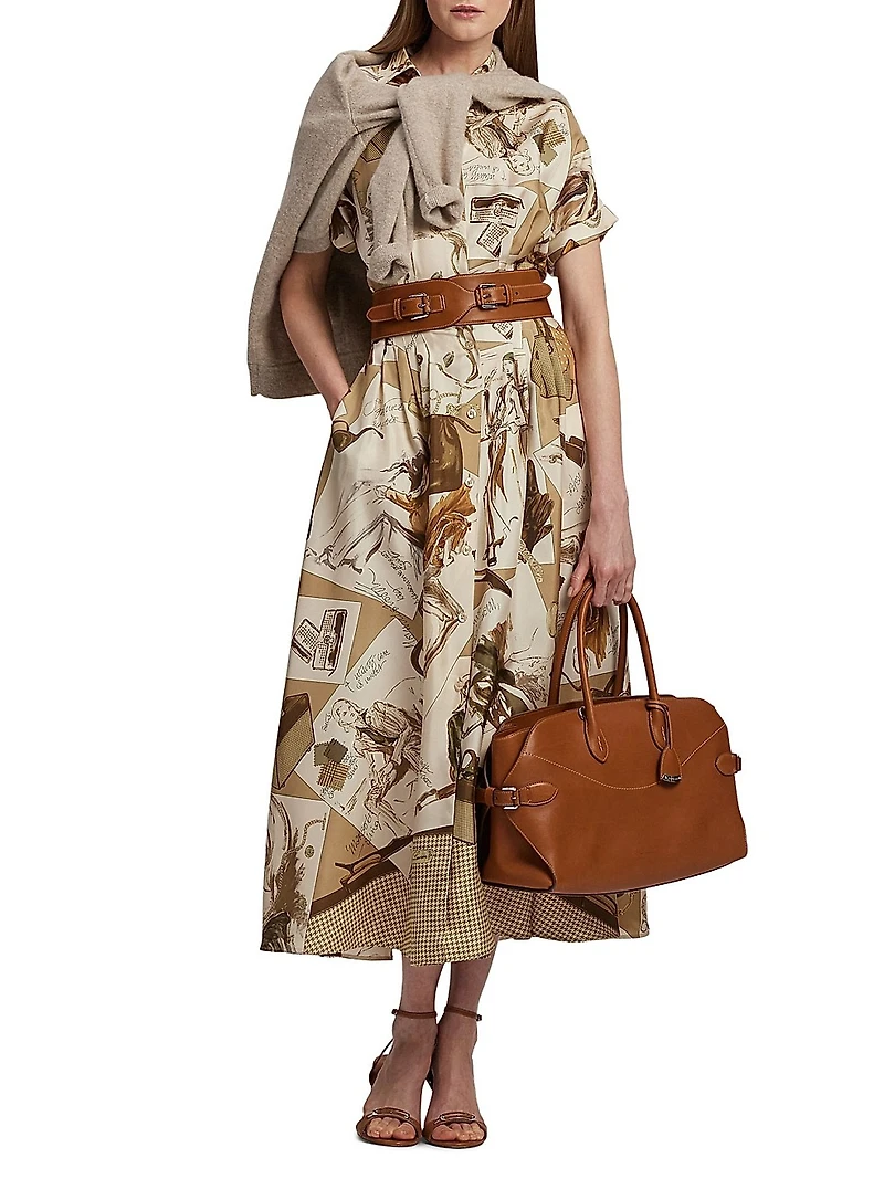 Donatella Diary-Print Silk Maxi Shirtdress