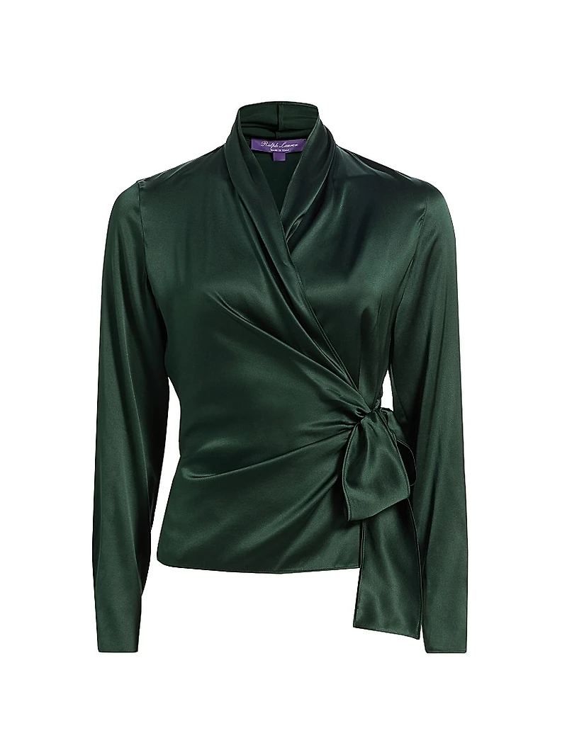 Shea Silk Charmeuse Wrap Blouse