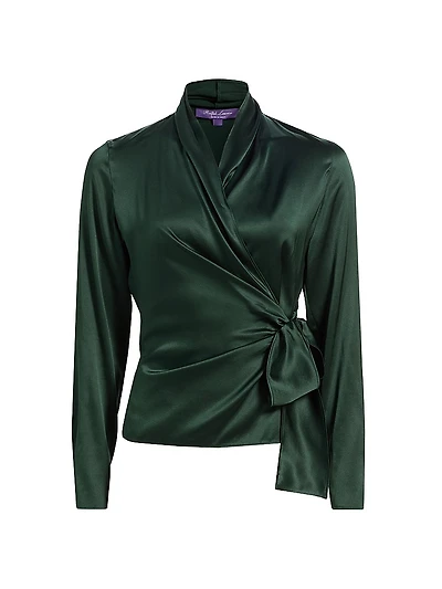 Shea Silk Charmeuse Wrap Blouse