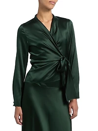 Shea Silk Charmeuse Wrap Blouse