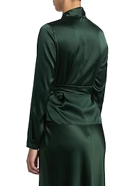 Shea Silk Charmeuse Wrap Blouse