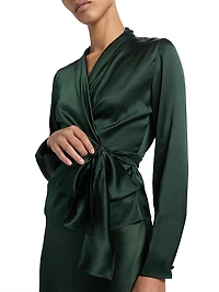 Shea Silk Charmeuse Wrap Blouse