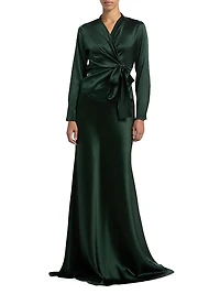 Shea Silk Charmeuse Wrap Blouse