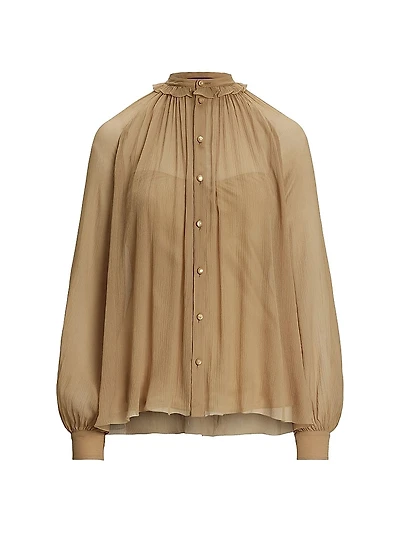 Brooklyn Crinkle Chiffon Silk Blouse