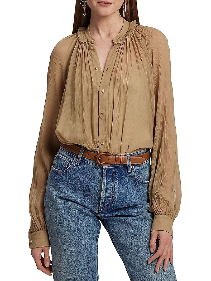 Brooklyn Crinkle Chiffon Silk Blouse