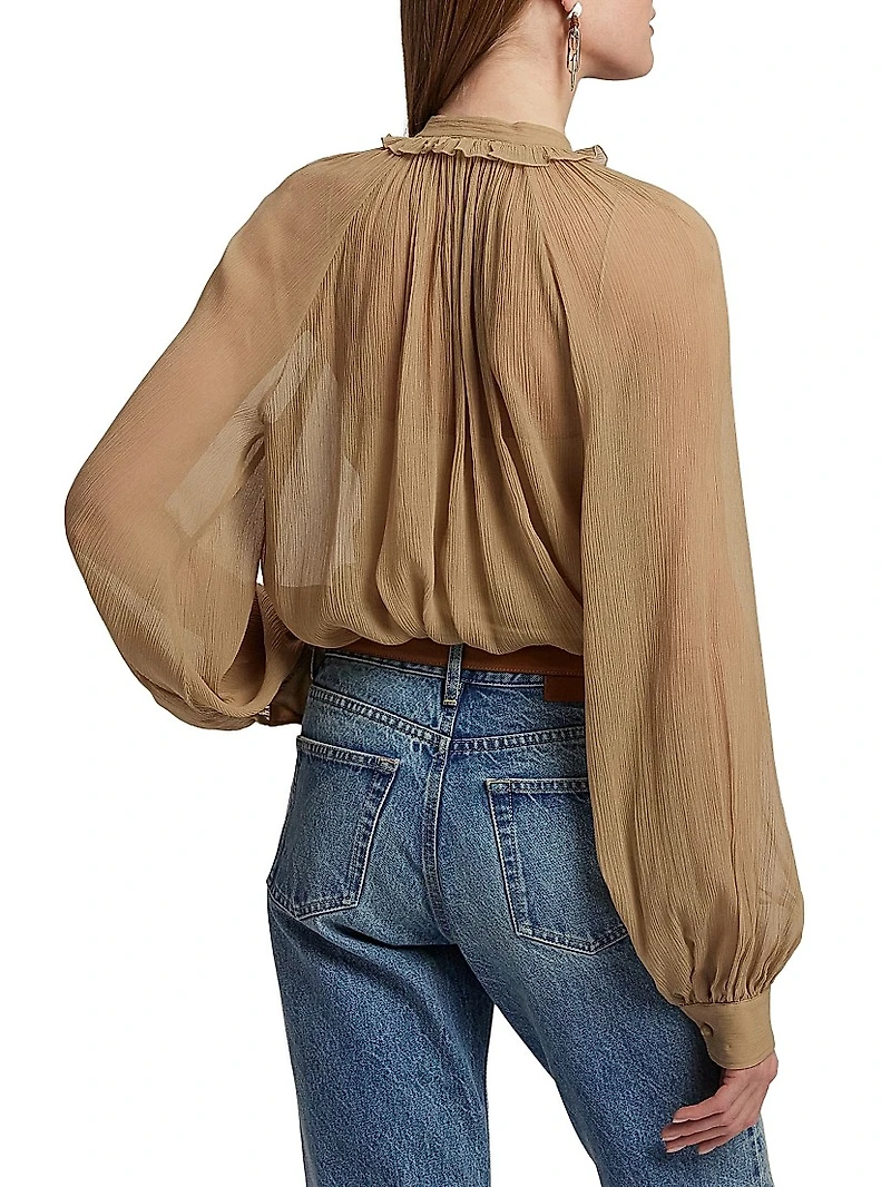 Brooklyn Crinkle Chiffon Silk Blouse