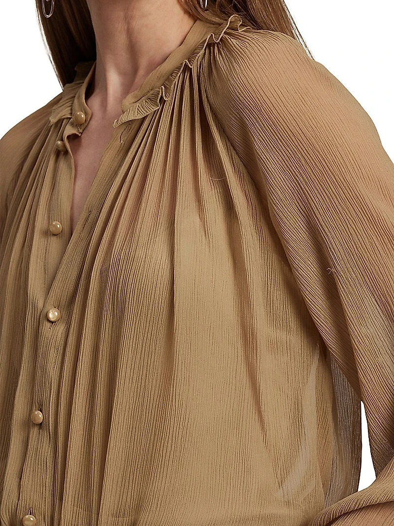 Brooklyn Crinkle Chiffon Silk Blouse