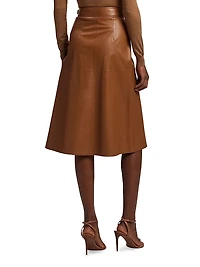 Jackeline Wrap Leather Knee-Length Skirt
