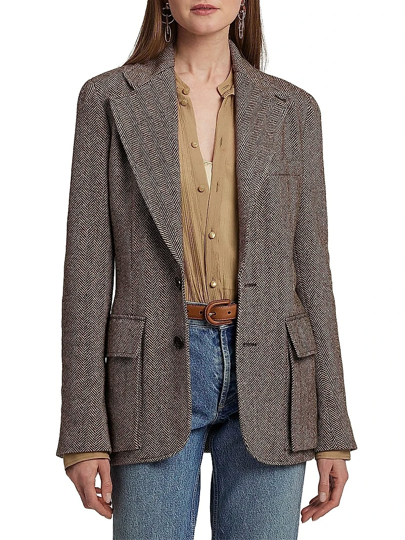Preston II Herringbone Cashmere-Silk Jacket