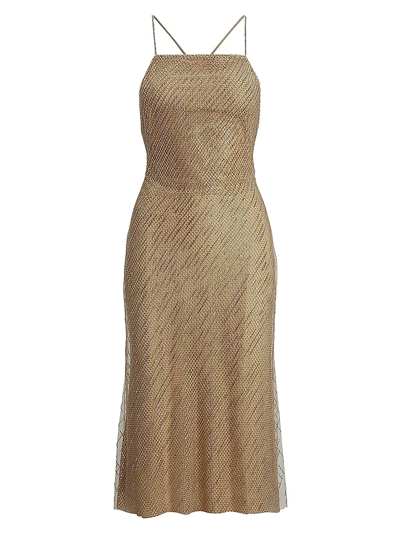 Donnely Embellished Tulle Cocktail Midi-Dress