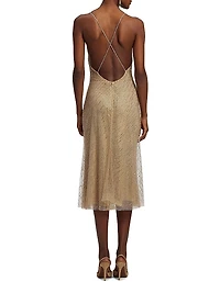 Donnely Embellished Tulle Cocktail Midi-Dress