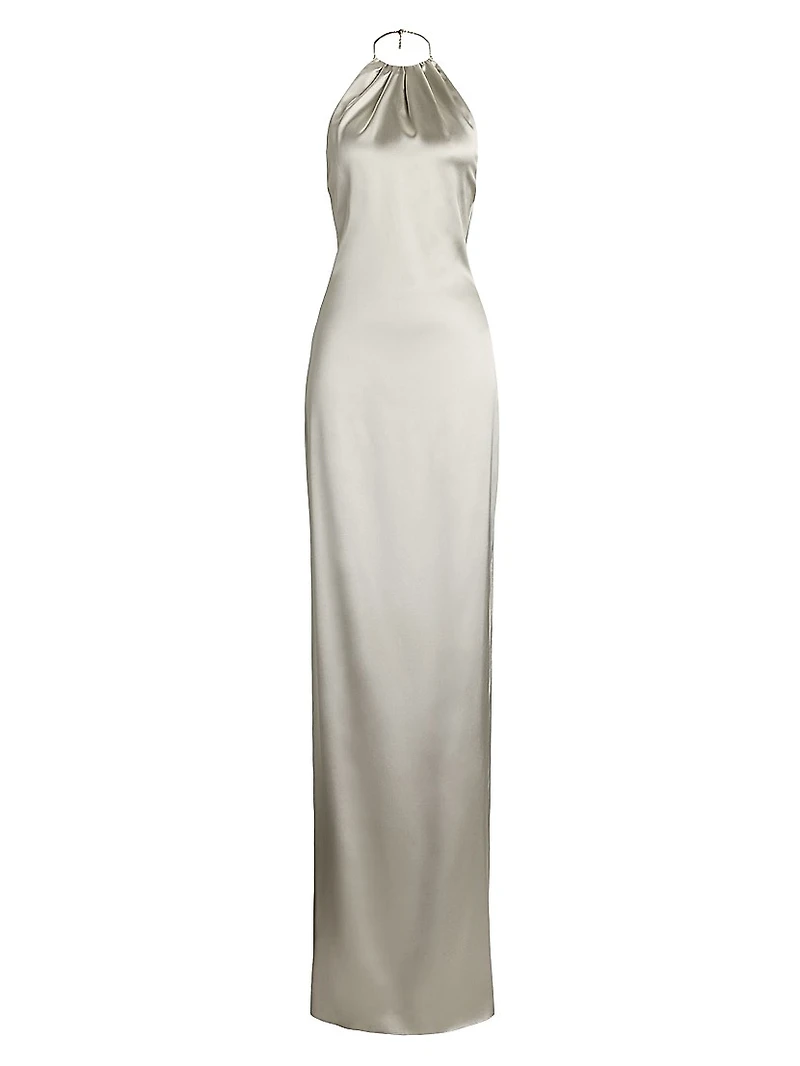 Corra Halterneck Stretch Satin Gown