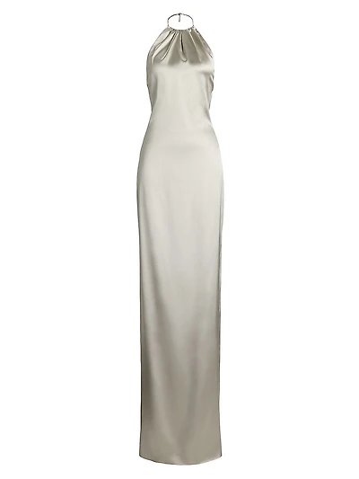 Corra Halterneck Stretch Satin Gown
