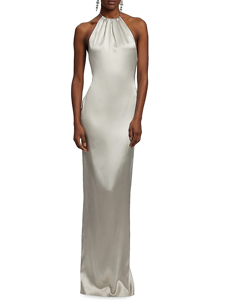 Corra Halterneck Stretch Satin Gown
