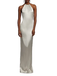 Corra Halterneck Stretch Satin Gown