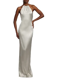 Corra Halterneck Stretch Satin Gown