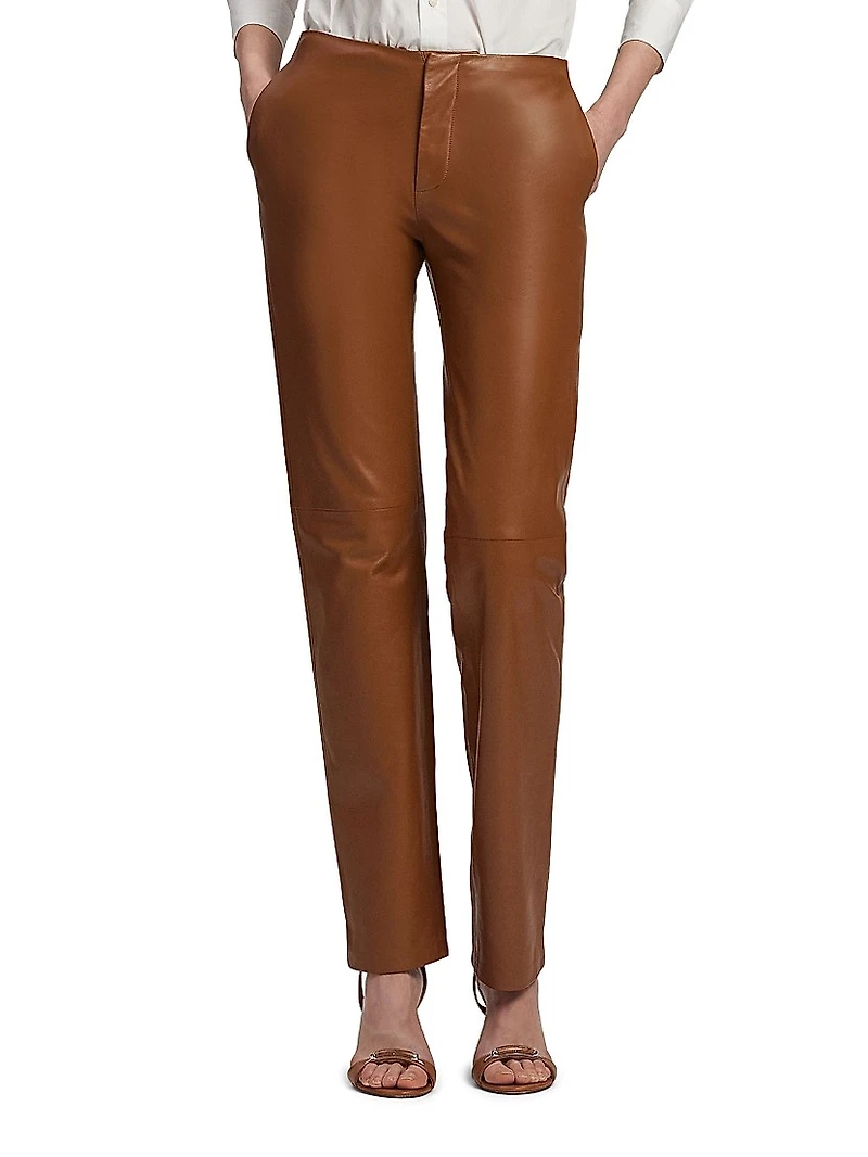 Benjamen Low-Rise Slim-Fit Leather Pants