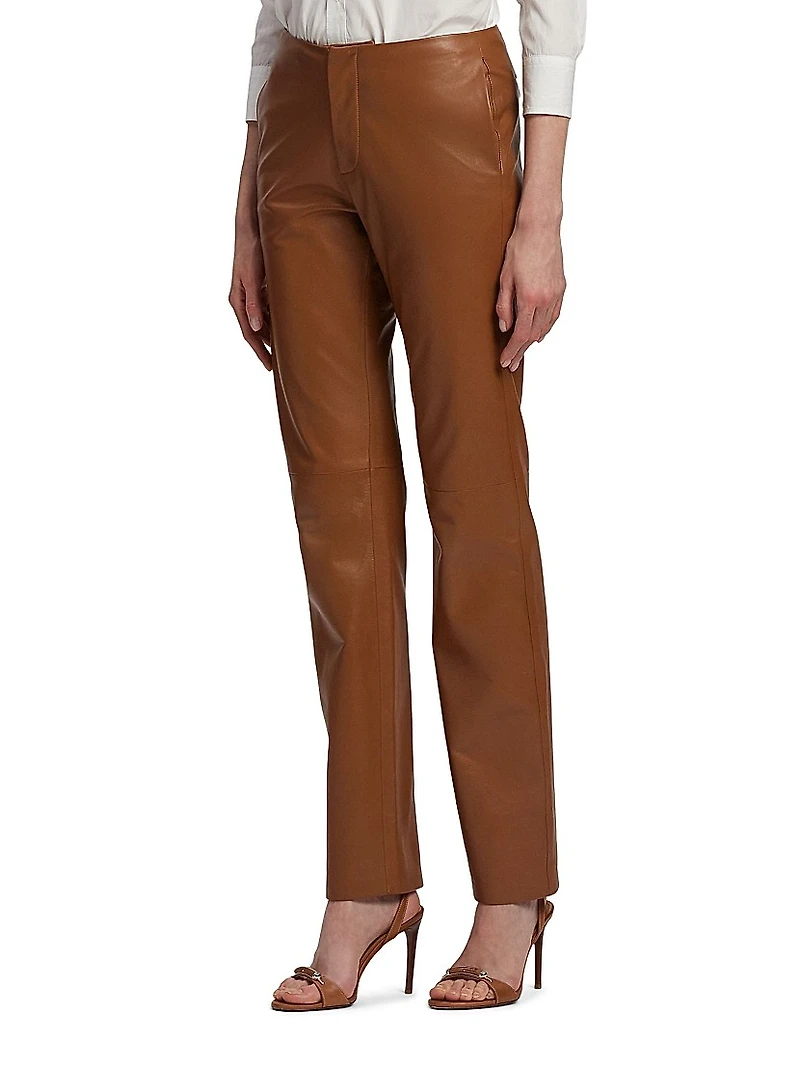 Benjamen Low-Rise Slim-Fit Leather Pants