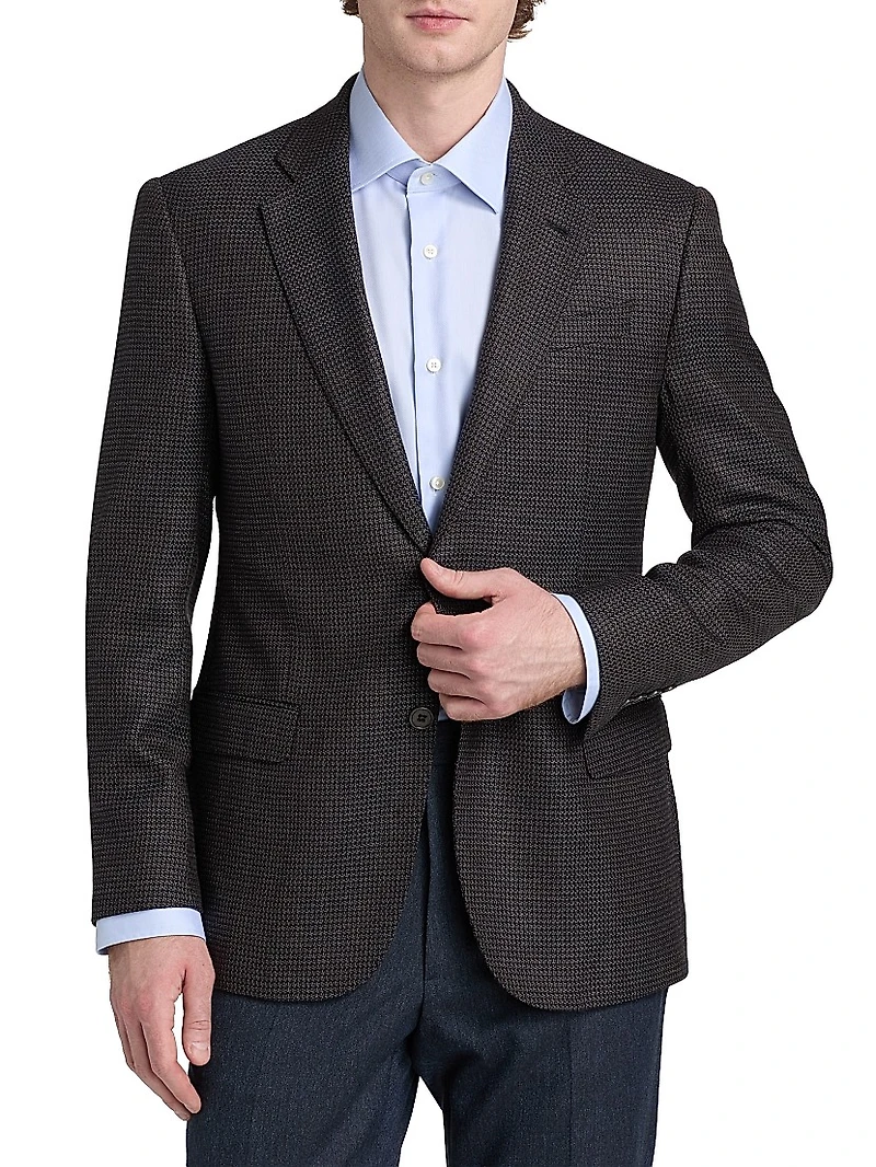 Micro Pattern Wool-Cashmere Sport Coat