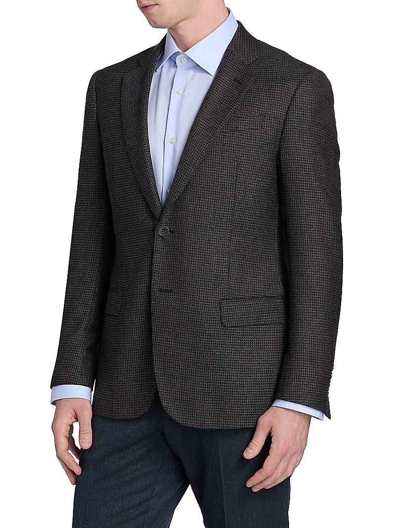Micro Pattern Wool-Cashmere Sport Coat