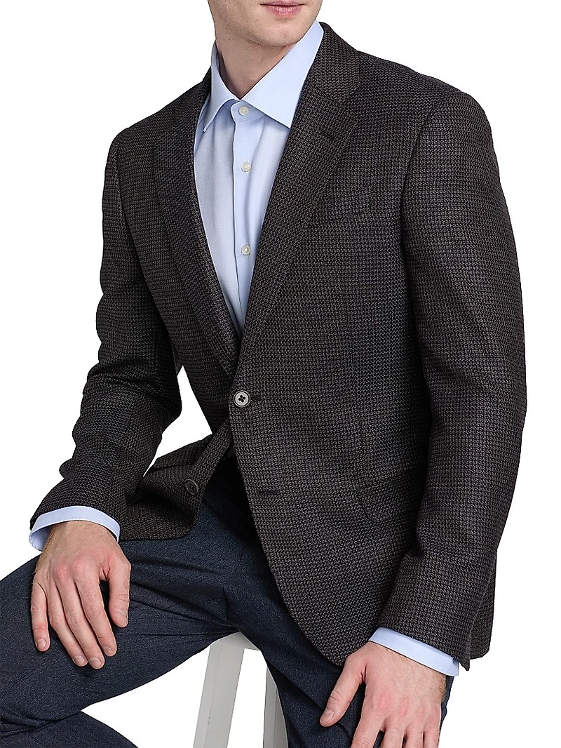 Micro Pattern Wool-Cashmere Sport Coat