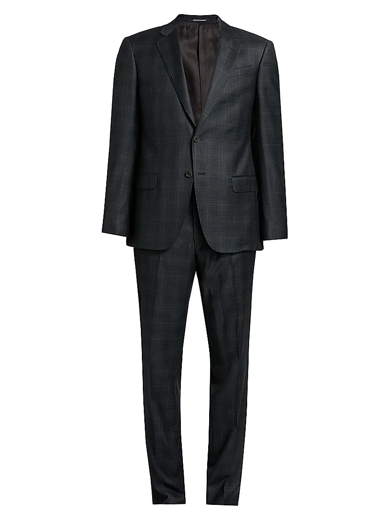 Plaid Wool Single-Breasted Suit