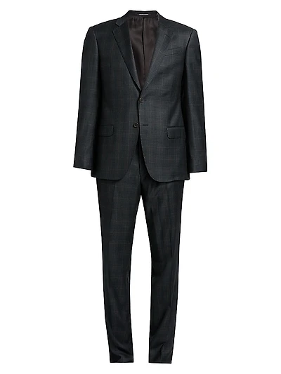 Plaid Wool Single-Breasted Suit