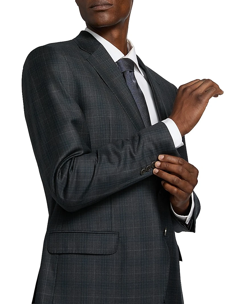 Plaid Wool Single-Breasted Suit
