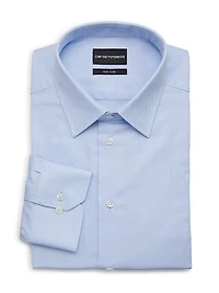 Textured Cotton Button-Front Dress Shirt
