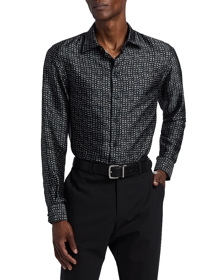 Charcoal Lines Stretch Sport Shirt